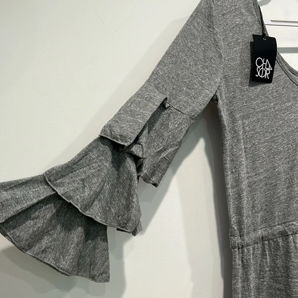 Chaser jumpsuit tier statement sleeve pantsuit grey women’s new w tag size small